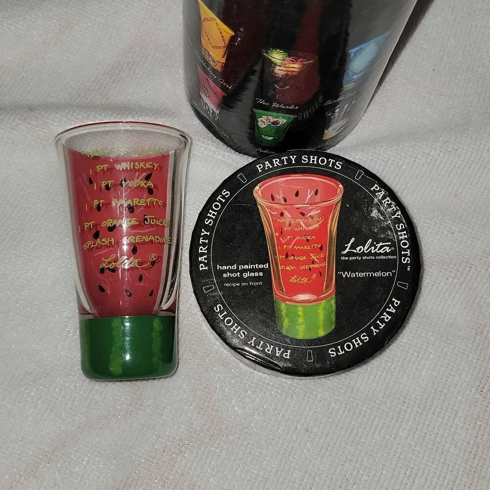 Lolita Hand Painted Party Shots 2 oz. Glass Collection 🍉 Watermelon 🍉 HTF